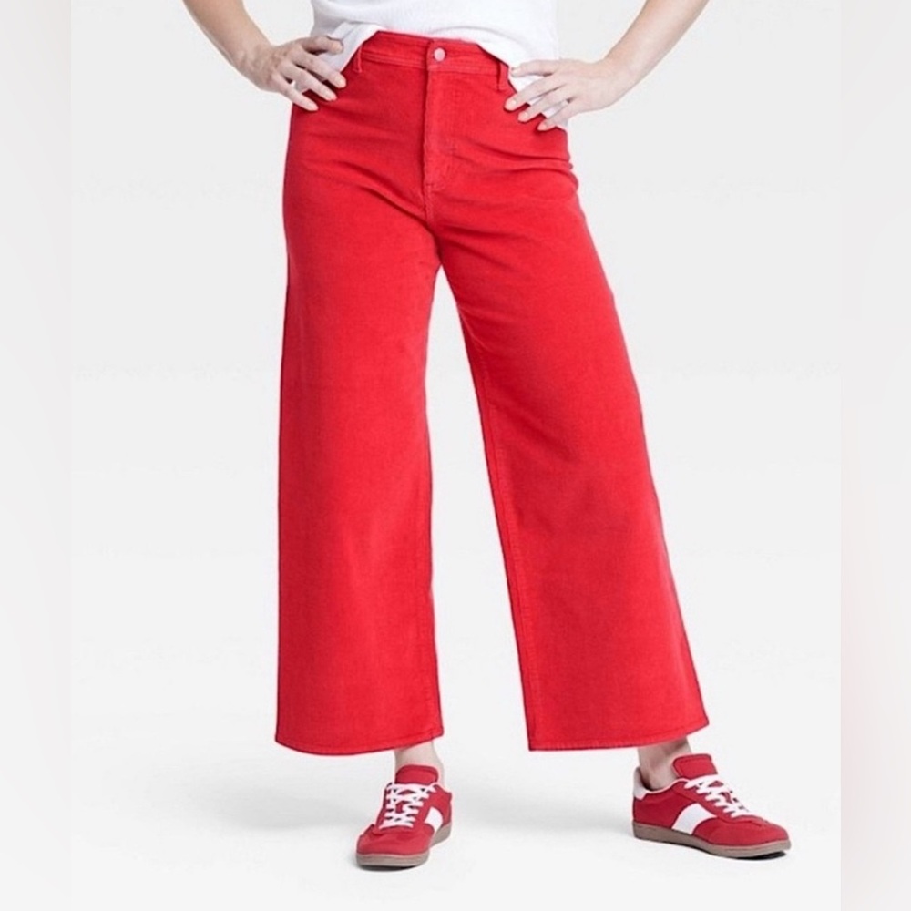 NWT High-Rise Corduroy Sailor Wide Ankle Jeans - Universal Thread™ Red 10